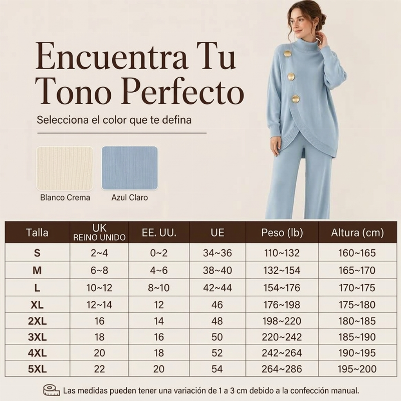 ✨🔥 50% OFF + ENVÍO GRATIS🚚💕 Conjunto Elegante de Cuello Alto y Pantalón de Pierna Ancha para Mujer – Cómodo y Sofisticado 👗